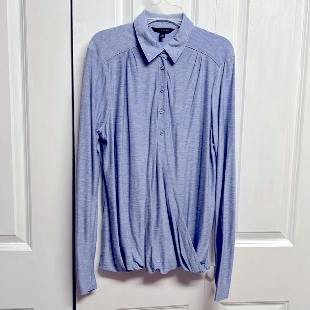 Bananas Republic Blue Long Sleeve Collar Top Size M